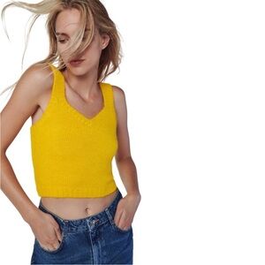 Zara Cropped Fuzzy Knit Sweater Tank - Size Large